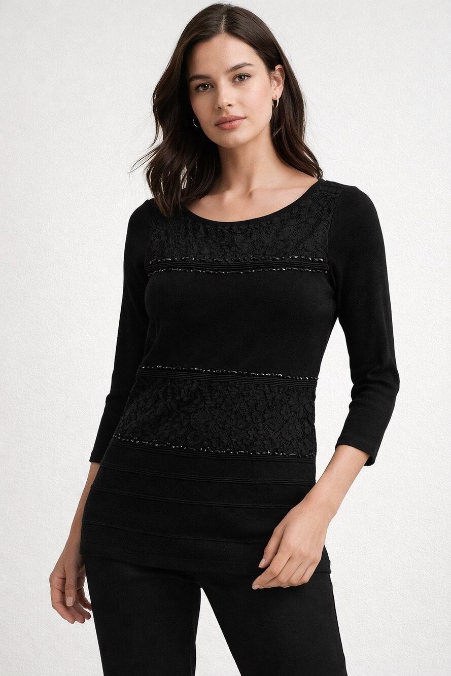 White House Black Market Black Lace Panel Tunic Top Women’s Small